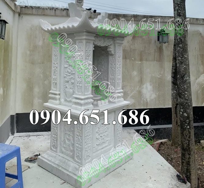 Mẫu am thờ đá trắng để tro cốt đẹp chuẩn phong thủy - Nhà nhỏ để tro cốt